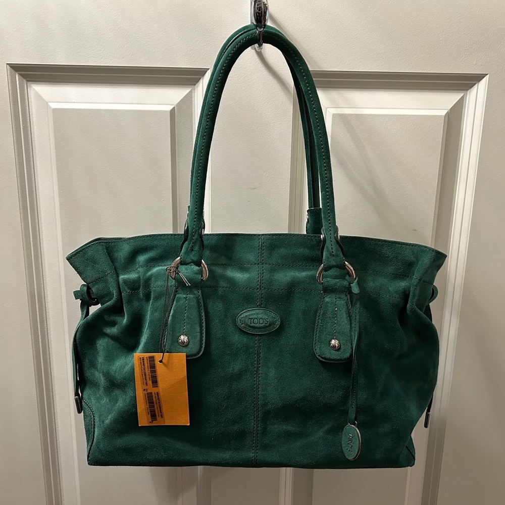 tod's suede satchel "new restyling d bag piccola," like new